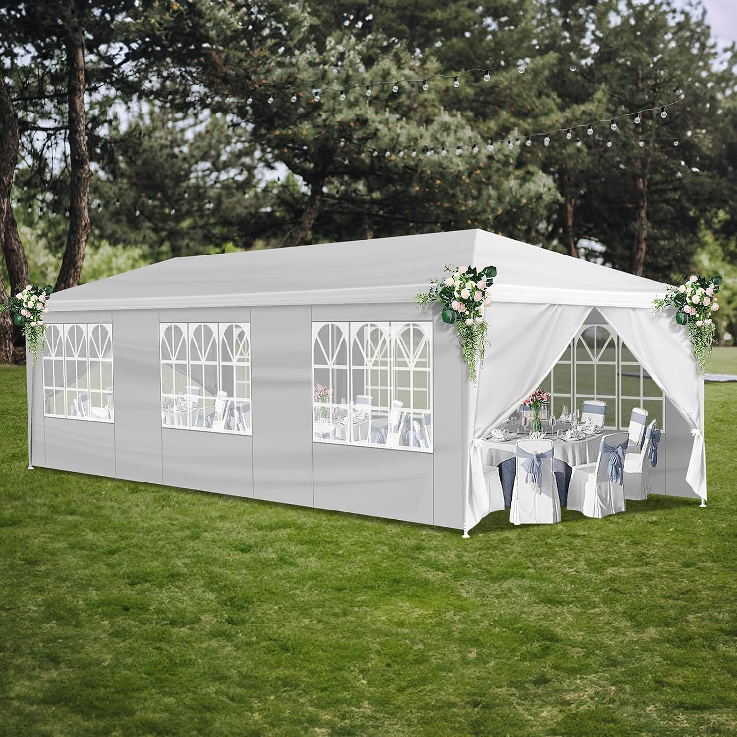 Outdoor Party Tent Wedding Birthday Tents for Parties Canopy Tent with Removable Sidewalls & Transparent Windows Outside Gazebo Event Tent for Garden Patio and Backyard (10'x30'/8 Sidewalls)