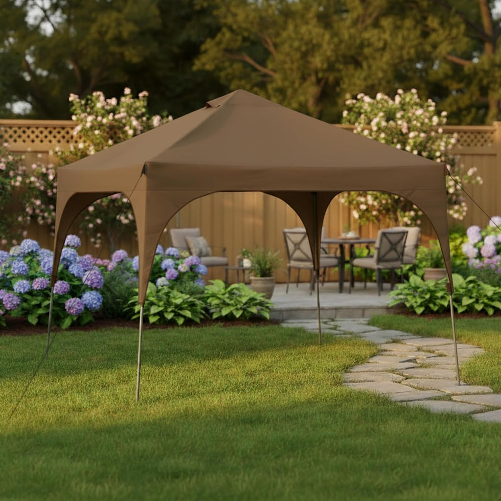 Garden Winds Reinforced RipLock 350 Replacement Canopy Top Cover Compatible with Coleman Instant 10' x 10' Tent Gazebo Model 2000023970 - Nutmeg