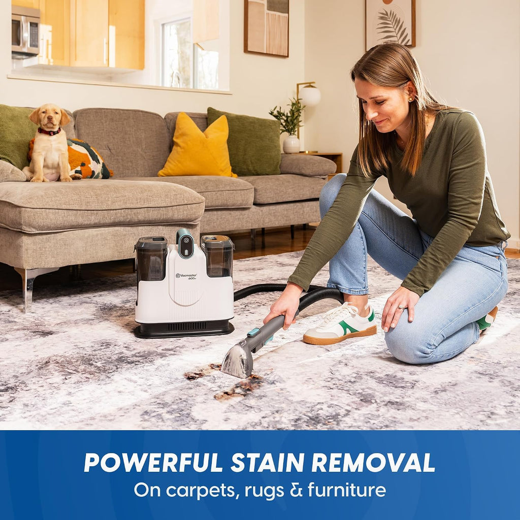 Vacmaster 600 Series 24V Cordless Portable Carpet & Upholstery Spot Cleaner Machine, 16Kpa Power Suction, with Hose Cleaning Tool and Versatile Tools for Pets, Area Rugs & Couches – DSCC2401 0101