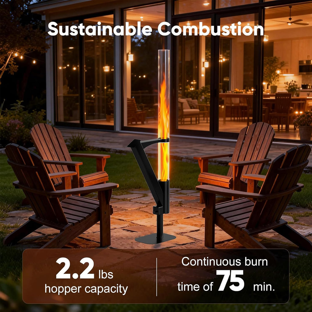 Rayzi New Rocket Stove 55 Inch, Smokeless Wood Pellet Patio Heater, Wood Pellet Fire Pits for Outside, Portable Pellet Heater for Patio/Garden/Backyard/Outside Restaurant/Bonfire Party/Beach
