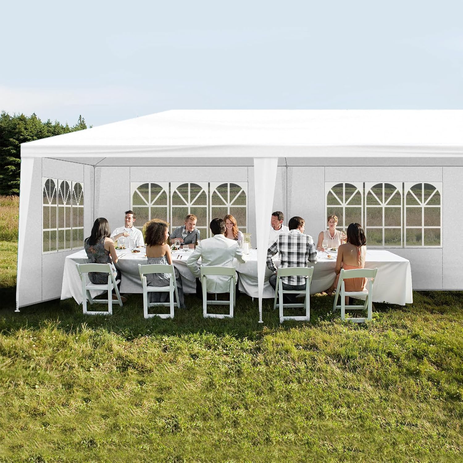 Outdoor Party Tent Wedding Birthday Tents for Parties Canopy with Removable Sidewalls & Transparent Windows Outside Gazebo Event Tent for Garden Patio and Backyard (10'x20'/4 Sidewalls)