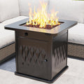 EAST OAK 28'' Steel Propane Fire Pit Table, 50,000 BTU CSA Certified Fire Table with Magnetic Lid, Steel Gas FirePit for Outdoor and Garden, Cover-Storage Basket and Lava Rock , Chocolate Coffee
