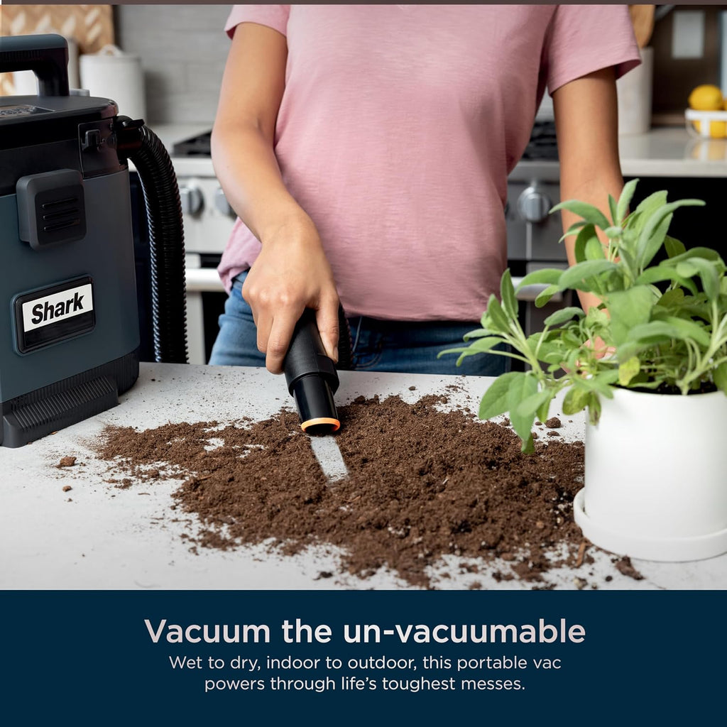 Shark VS101 MessMaster Portable Wet Dry Vacuum, 1 Gallon Capacity, Corded, Perfect for Pets & Cars, AnyBag Tech, Self-Cleaning, Ultra-Powerful Suction for Tough Wet & Dry Messes, Blue