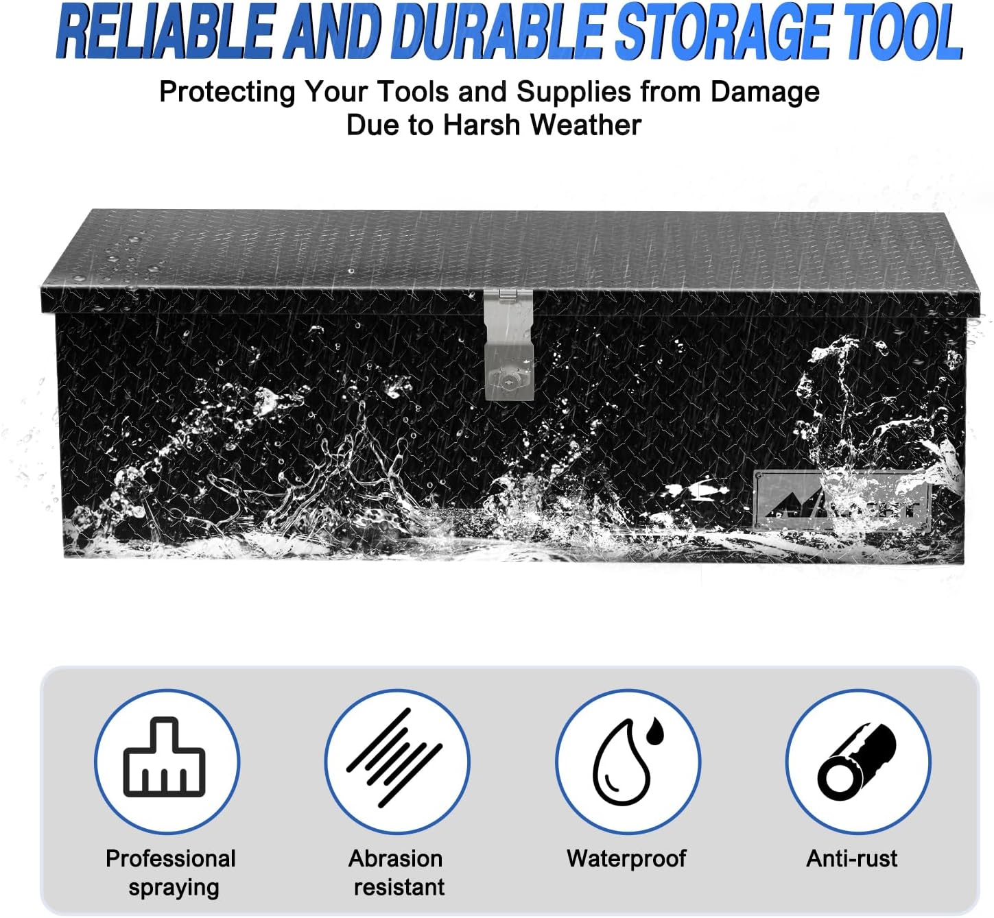 Nilight 30 Inch Truck Tool Box Heavy Duty Aluminum Diamond Plate Truck Bed Toolboxes 30''X13''X9.6'' Waterproof Pick-Up Storage Tool Boxes for Bed of Truck RV Trailer with Side Handle Lock Keys, Black