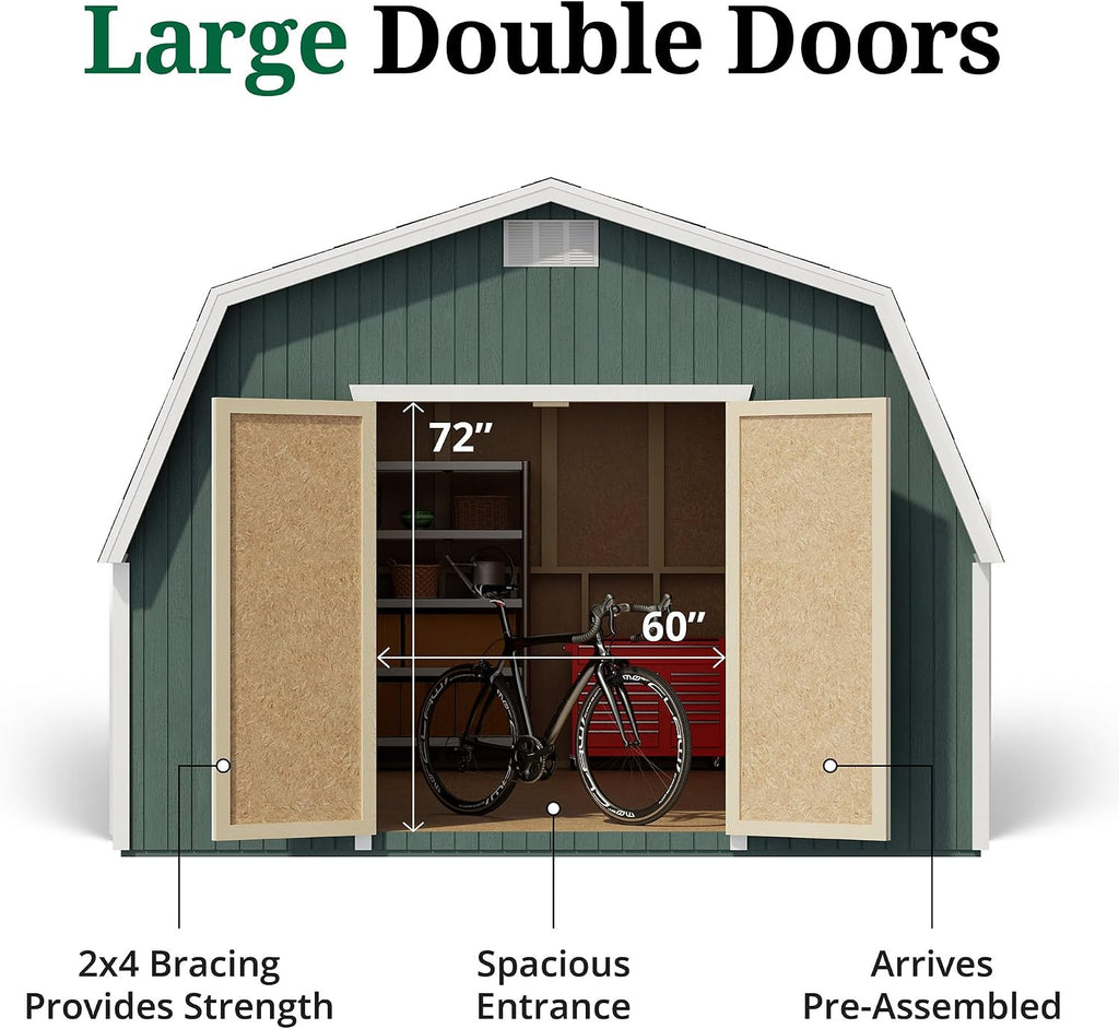 Little Cottage Co. 12x14 Classic Gambrel Barn with 4 ft. Sidewalls with Floor, Outdoor Wood Storage Shed Do-It-Yourself Precut Kit