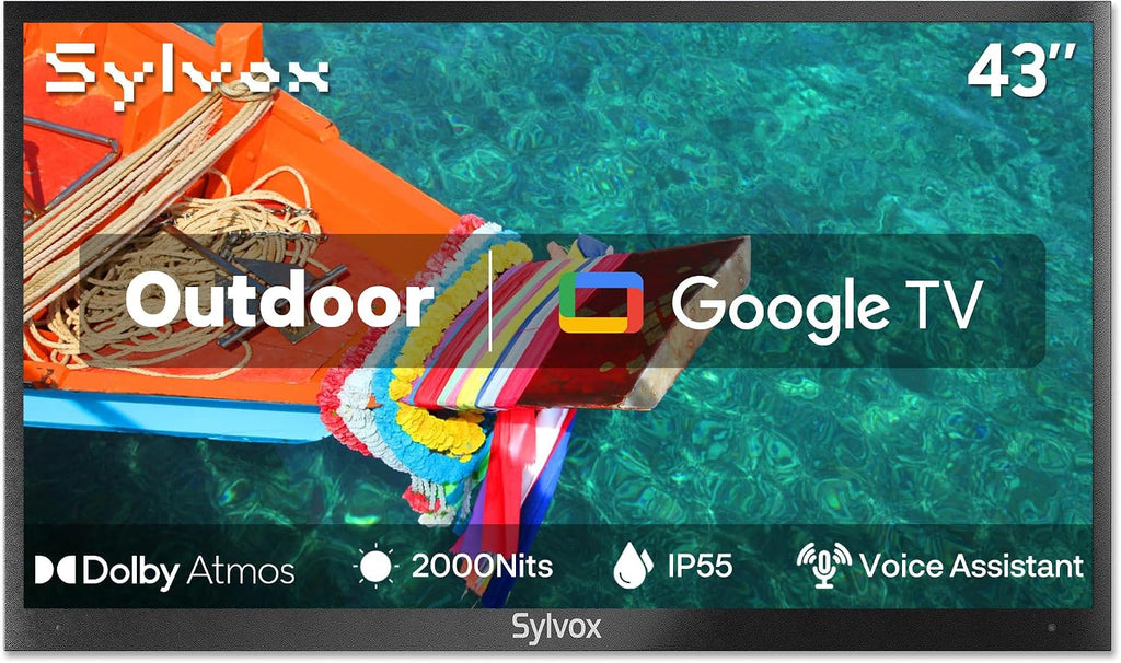 SYLVOX New 43' Outdoor Smart TV, Superior Waterproof Performance, Upgraded Matte Finish for Enhanced Anti-Glare Effect, Full Metal, with Dolby Atmos, 2000nits, Full Sun Pool Pro 3.0+ Series