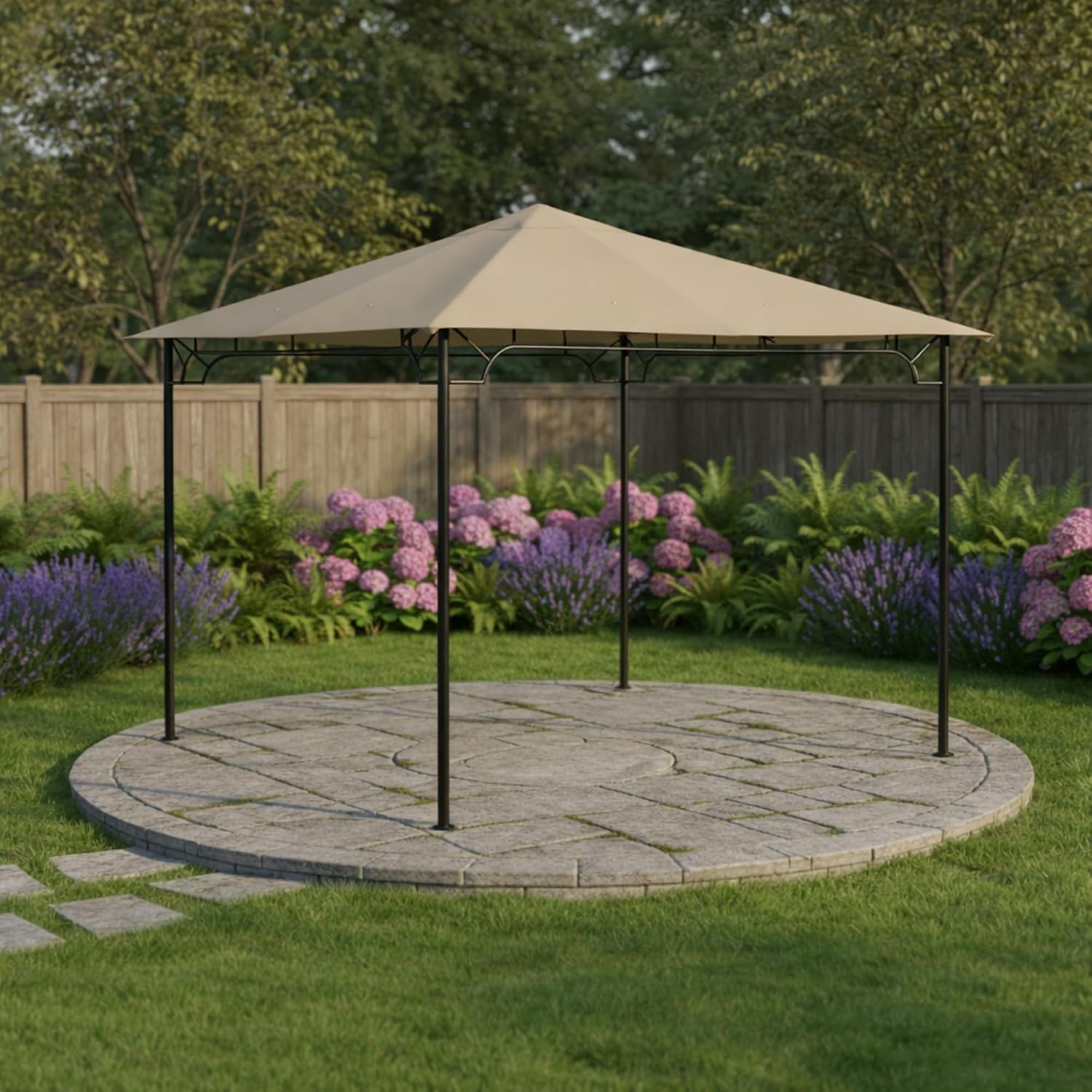 Garden Winds Durable 350 Replacement Canopy Top Compatible with Living Accents 10' x 10' Gazebo Model SJ2013-01 – Beige