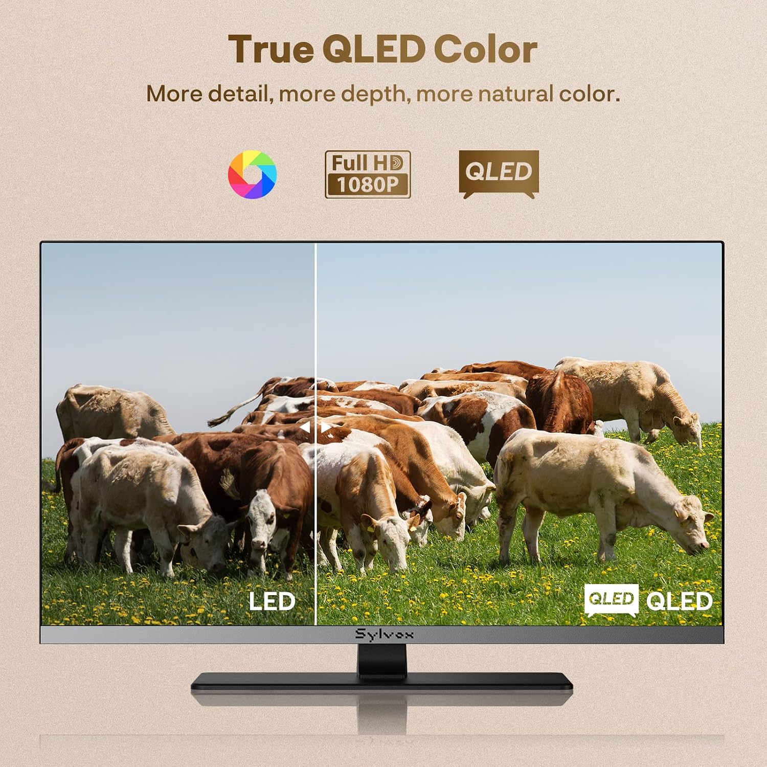 SYLVOX RV TV, 12V QLED TV with DVD Player Built-in, 32 Inch Smart Television for Camper, 12 Volt DC Power Low Energy Consumption, HD 1080P, Bezel Less Design