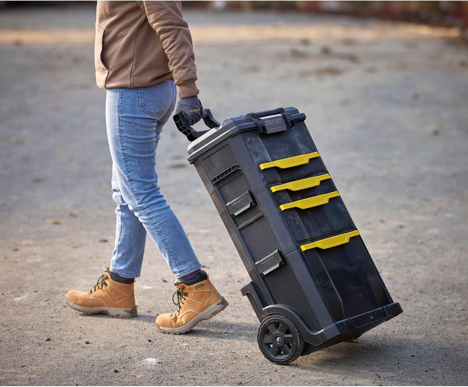 STANLEY Rolling Workshop Toolbox, Detachable Toolbox with Drawers, Flip Bin, Back Pocket, 7 Heavy Duty Wheels, 1-79-206