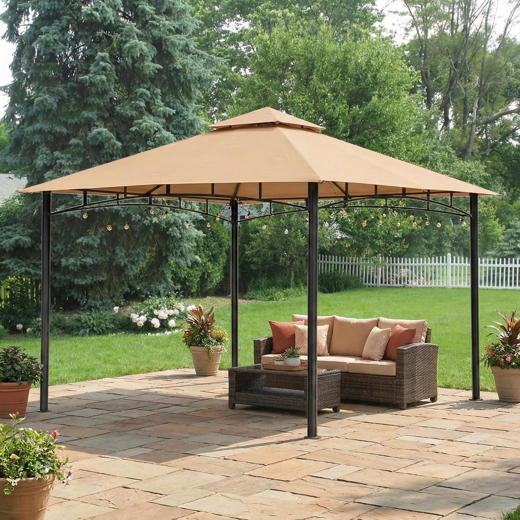 Garden Winds Reinforced RipLock 350 Replacement Canopy Top Cover Compatible with BC Metal 10' x 10' Gazebo Model KGS286YU – Beige