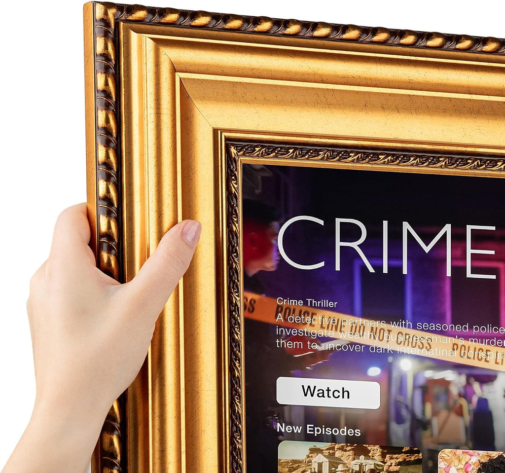 Frame for Samsung Frame TV - 55 inch. 3.50 inch Frame is Antique Gold and Black with rope (WOMTV-5167-27.9375x48.75_ST)