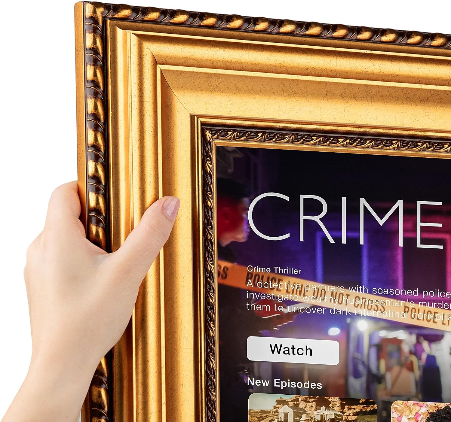 Frame for Samsung Frame TV - 55 inch. 3.50 inch Frame is Antique Gold and Black with rope (WOMTV-5167-27.9375x48.75_ST)
