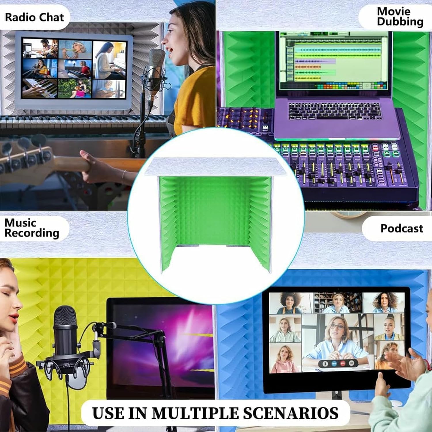 Music Desktop Soundproof Booth, Portable Recording Cover, Filter Vocal Sound Isolation Box, for Singing Gaming and Broadcasting