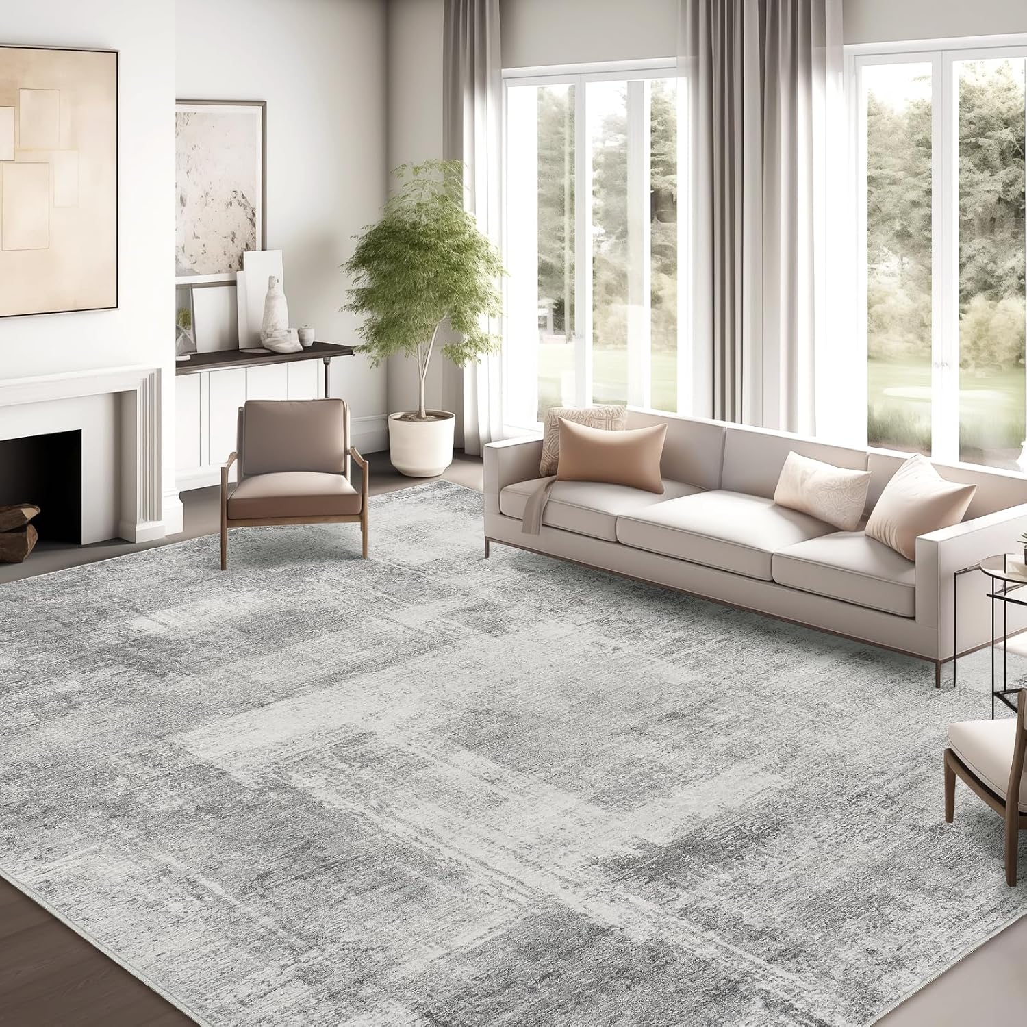zesthome 9x12 Area Rugs for Living Room, Non-Slip Backing Washable Rug, Modern Abstract Area Rug, Stain Resistant Rugs for Bedroom, Ultra-Thin Large Area Rugs, Area Rug 9x12