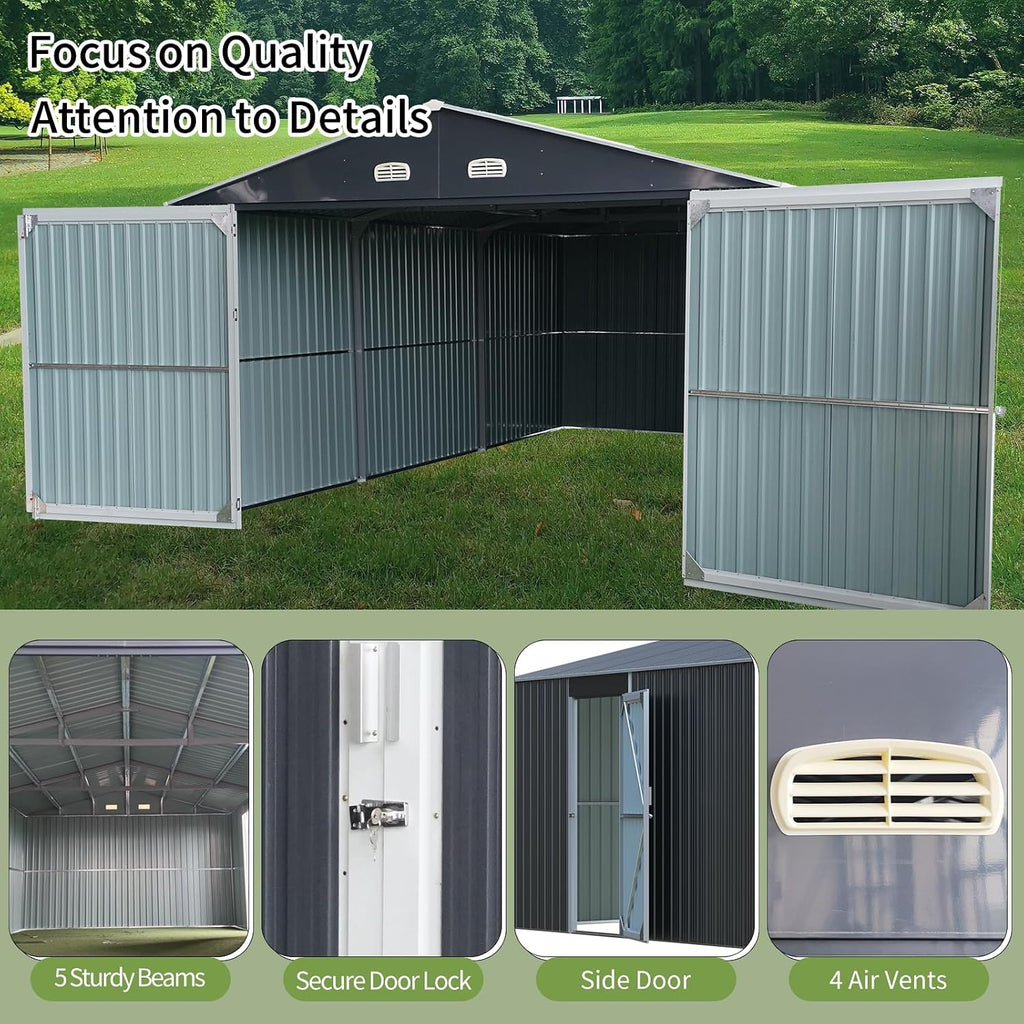 Shed and Outdoor Storage Large 20X13ft, Metal Garage with Window, for Truck, Car, Lawnmower