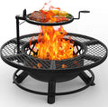 BALI OUTDOORS Fire Pit with Poker, 40 inch Outdoor Fire Pit Patio, Wood Burning Firepits for Outside with Grill