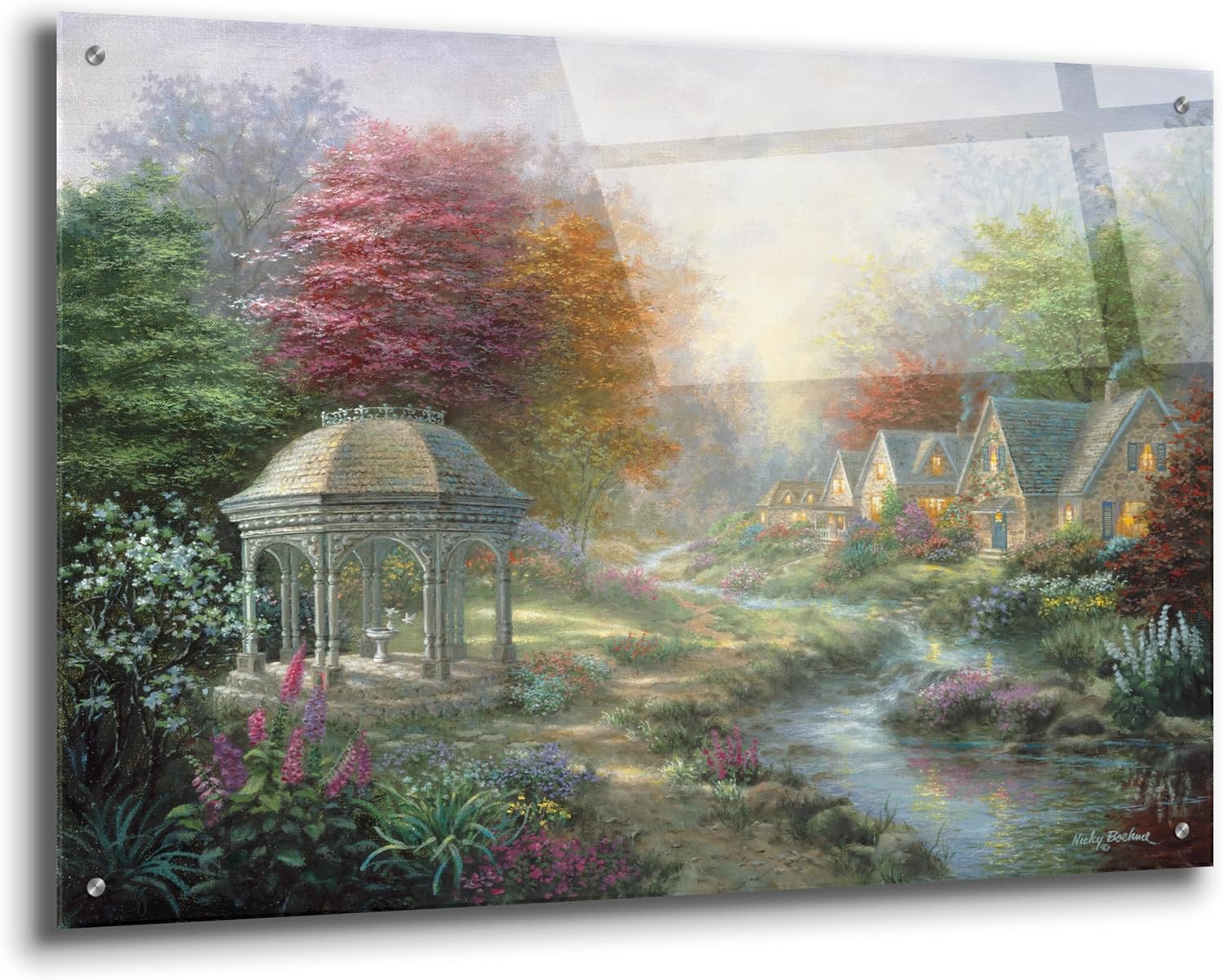 Epic Art 'Gazebo Village' by Nicky Boehme Acrylic Glass Wall Art, 36' x 24'