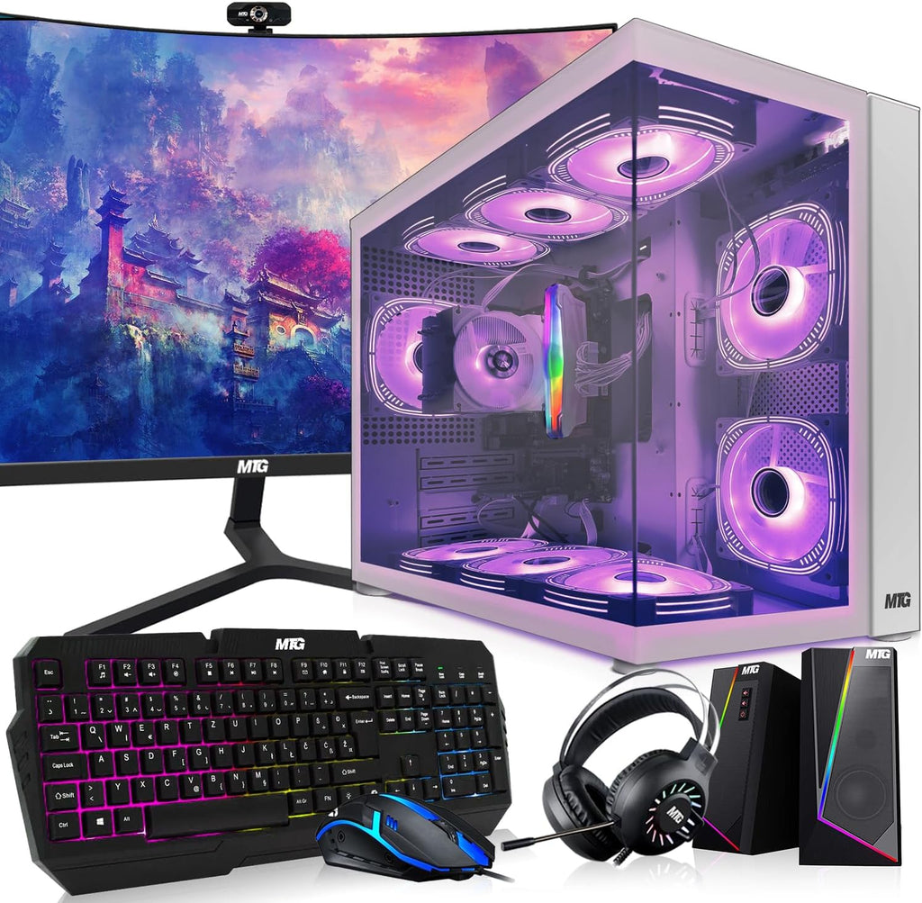 MTG Khuno Gaming Tower PC- Intel Core i5-8th Gen, GTX 1660S 6GB 192bits, 16GB ARGB Ram, 256GB Nvme, 24 Inch Curve Monitor, RGB Gamer Bundle Combo, Webcam, Win 11 Home