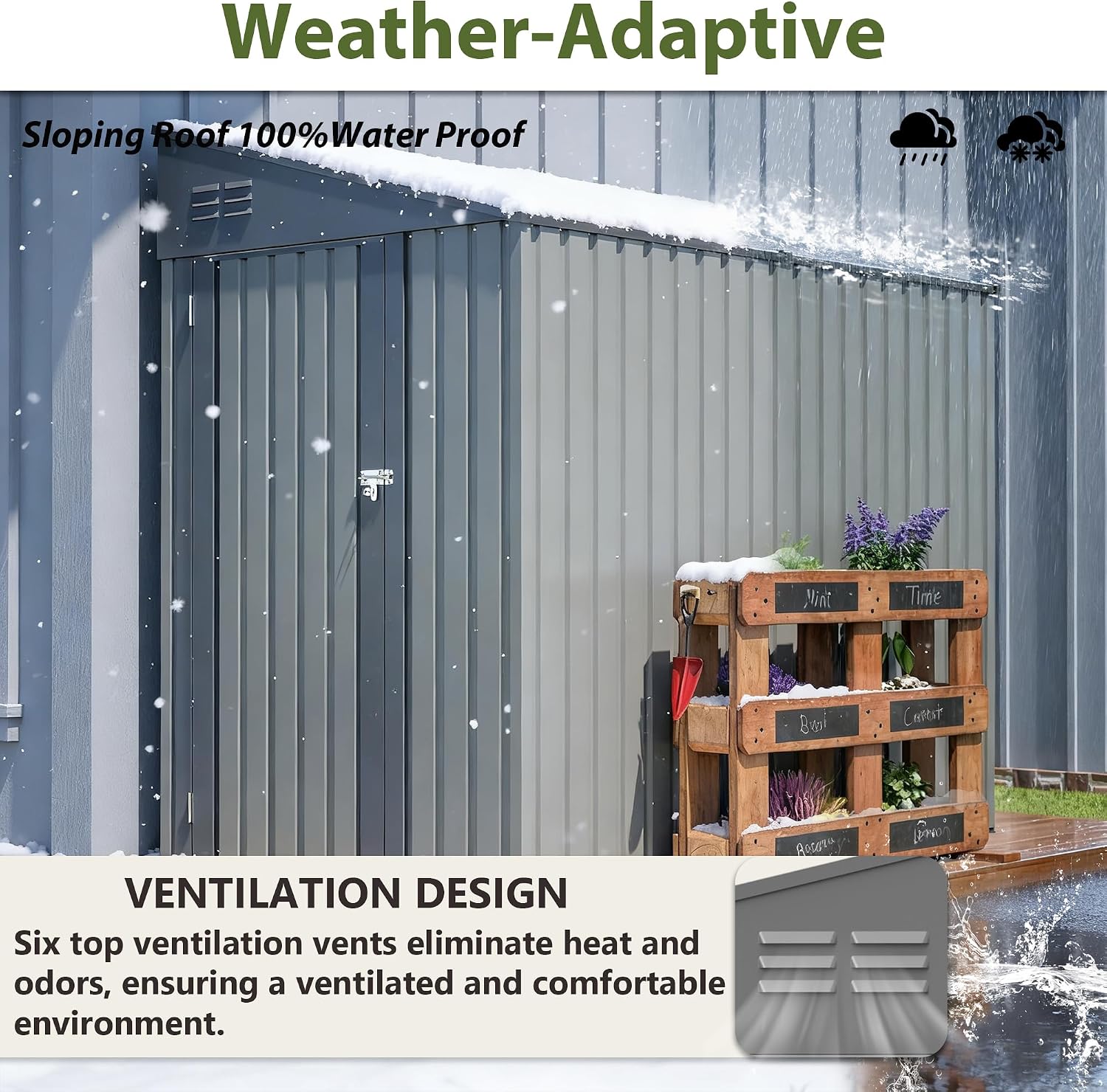 White 4' x 7' Lean-to Storage Shed, Heavy-Duty Metal Outdoor Garden & Bike Shed with Lockable Door, Easy Assembly Backyard Storage Solution
