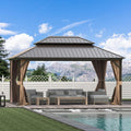 Domi 12x16FT Outdoor Gazebo, Patio Gazebo with Galvanized Steel, Hardtop Gazbo for Patio, Deck, Backyard, Curtain and Netting Included