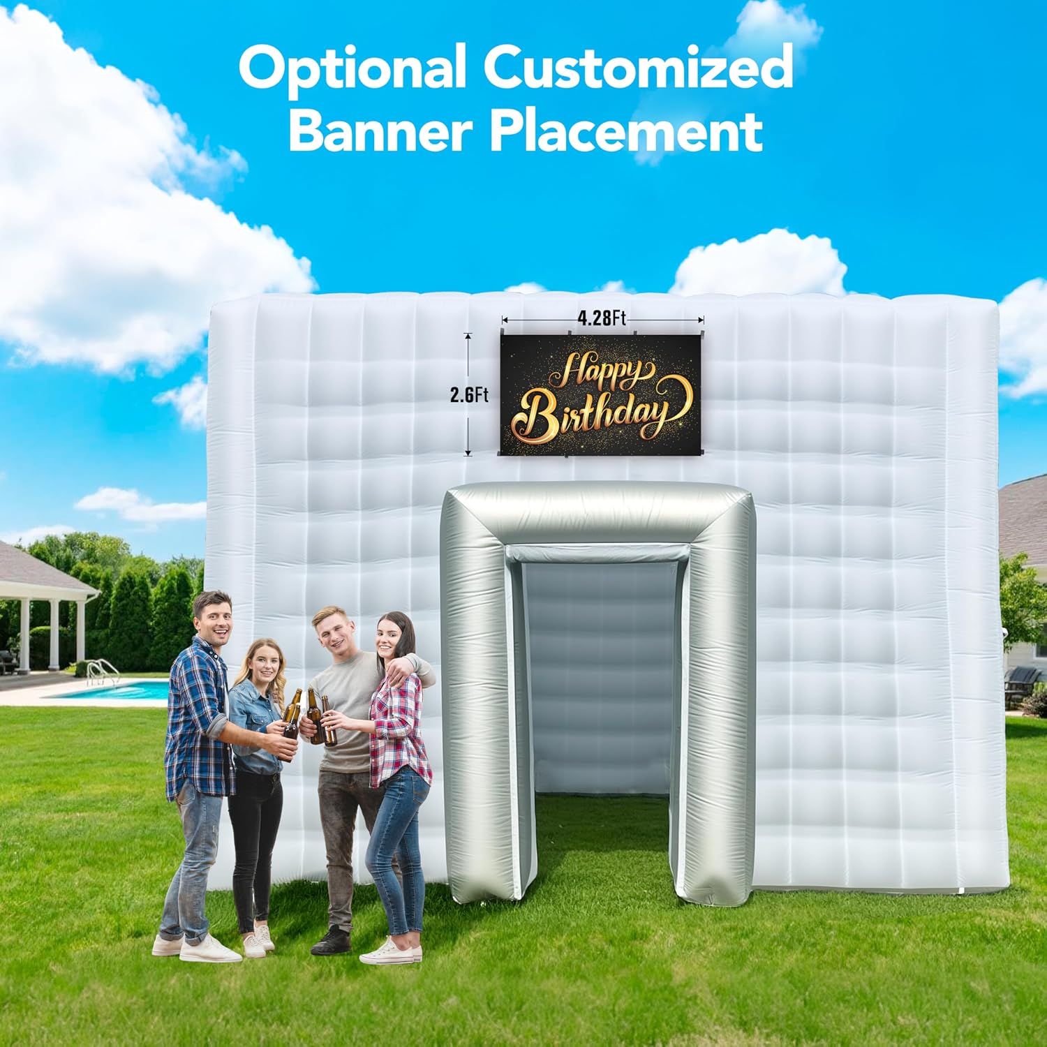 Giant 20x17x12' Inflatable Nightclub with Blower, Inflatable Outdoor Party Tent for Parties, Corporate Events, Festivals, and Special Gatherings - White
