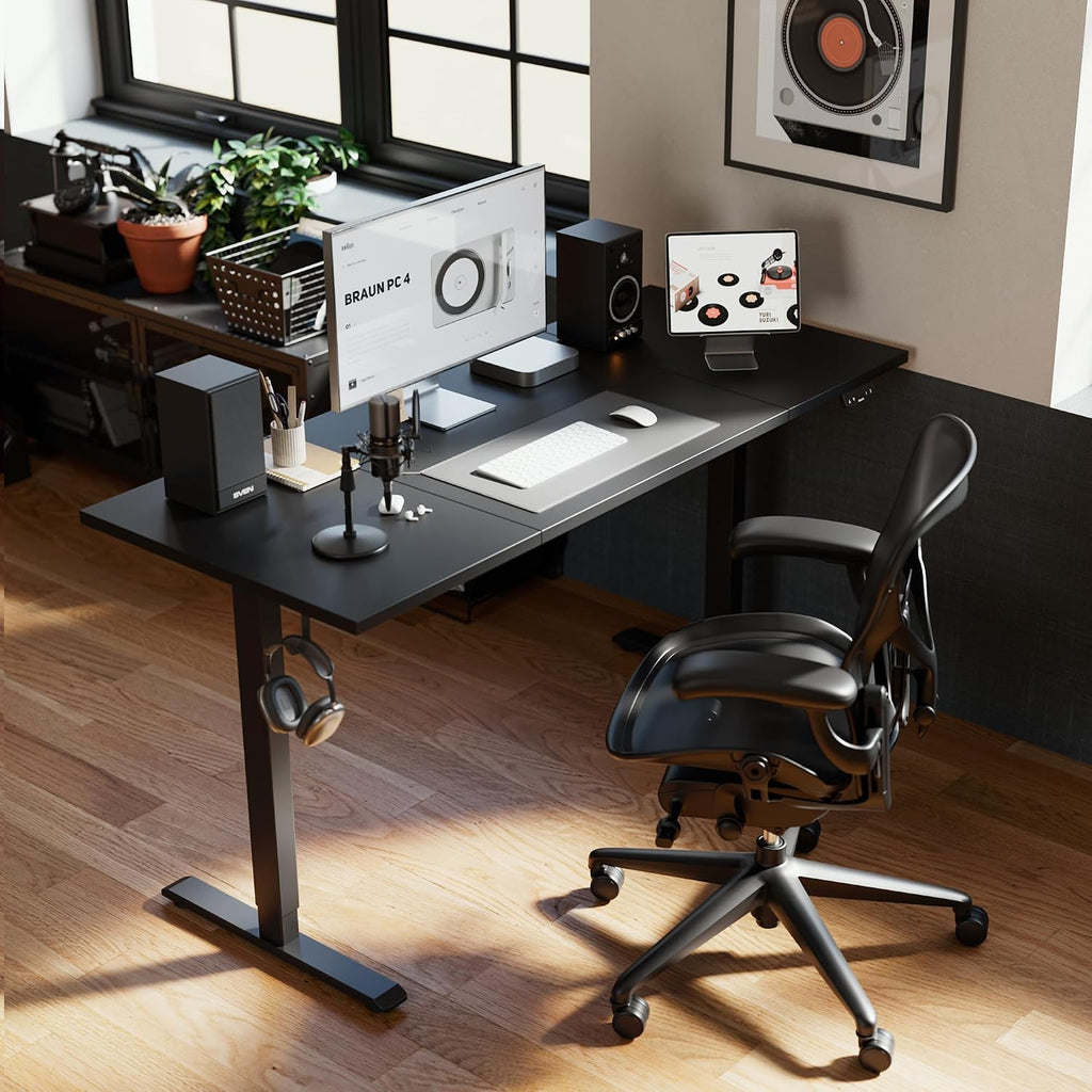 Agilestic Electric Standing Desk, 63 x 24 Inches Height Adjustable Desk, Sit Stand up for Work Office Home, Ergonomic Rising Computer Table with Memory Preset, Black