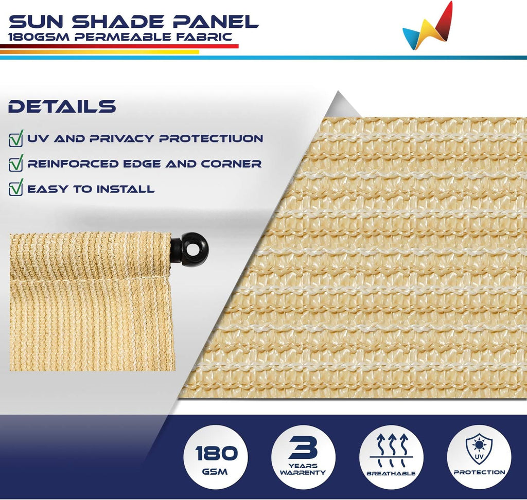 Windscreen4less 9'x16' Outdoor Pergola Replacement Shade Cover Canopy for Patio Privacy Shade Screen Panel with Grommets on 2 Sides Includes Weighted Rods Breathable UV Block Beige