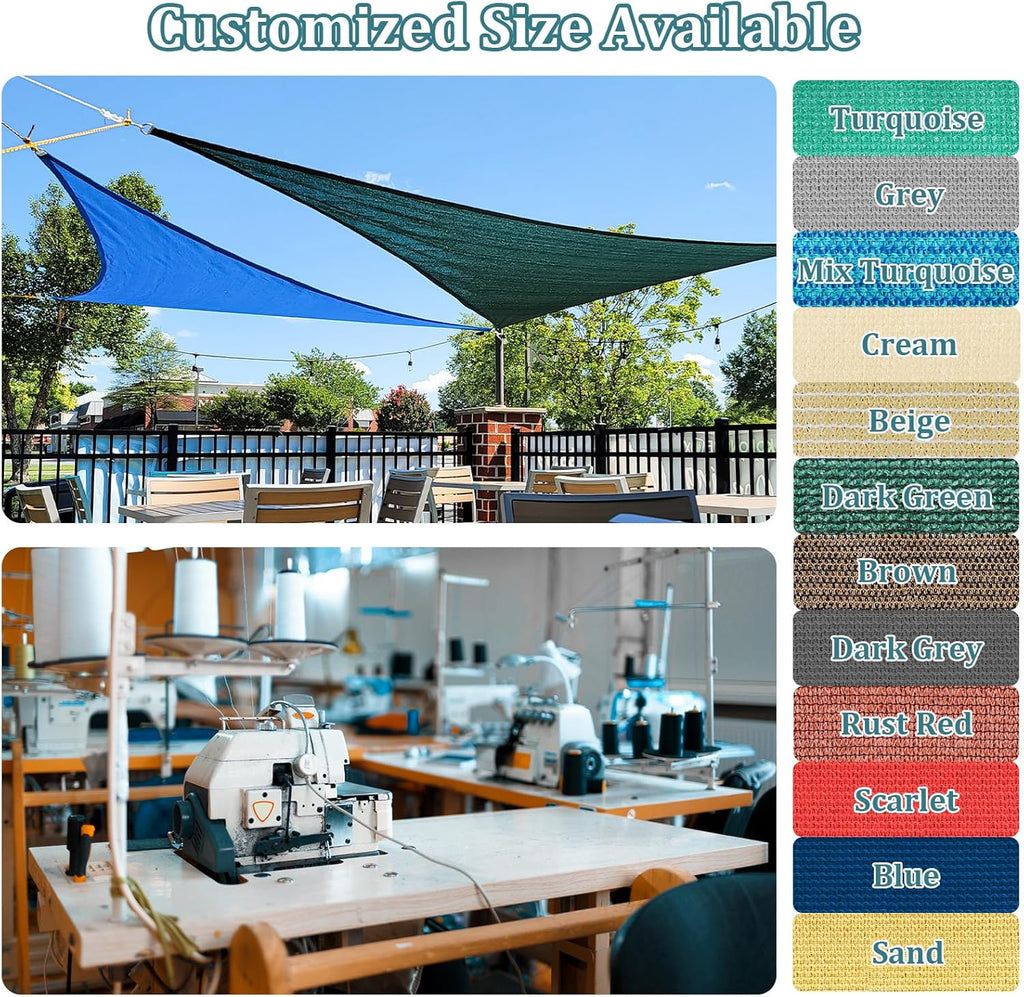Shade&Beyond Custom 10'x15' Sun Shade Sail Canopy Rectangle UV Block Breathable Curved Sunshade for Backyard Yard Deck Outdoor Facility and Activities, Black (We Make Custom Size)