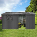 Shed with Windows,Large Metal Outdoor Storage Shed, Lockable Tool Storage shed, Steel Garden shed, Suitable for Backyard, Terrace, and Poolside (Grey, 12FTx10FT)