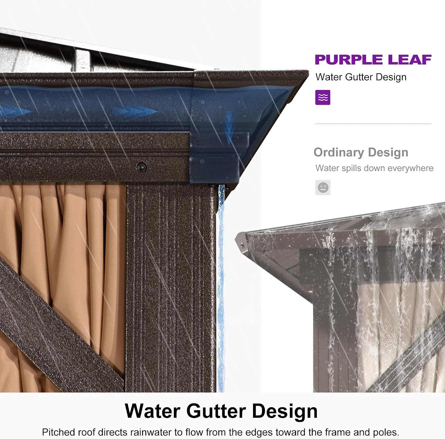 PURPLE LEAF Hardtop Gazebo 12' X 12' Metal Roof with Netting and Curtains Hard Top Backyard Patio Gazebos Permanent Canopy Deck Garden Hot Tub Outdoor Pavilion