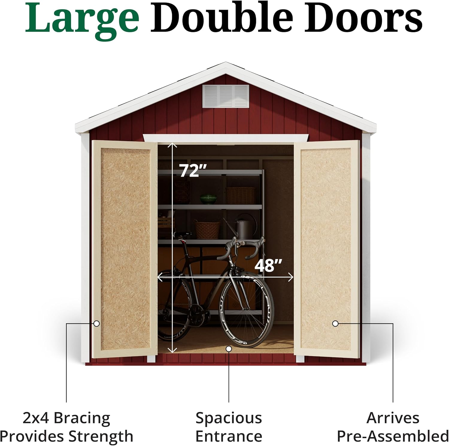 Little Cottage Co. 8x8 Classic Gable Shed with Floor, Outdoor Wood Storage Do-It-Yourself Precut Kit