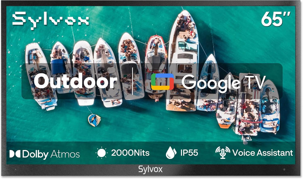 SYLVOX New 65' Outdoor Smart TV, Superior Waterproof Performance, Upgraded Matte Finish for Enhanced Anti-Glare Effect, Full Metal, with Dolby Atmos, 2000nits, Full Sun Pool Pro 3.0+ Series