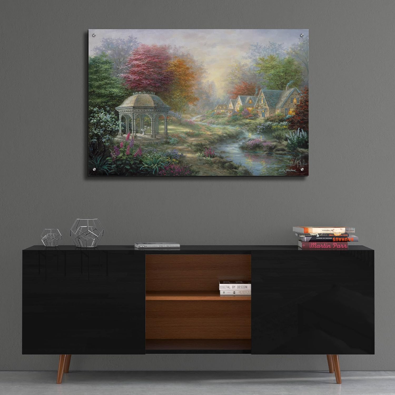 Epic Art 'Gazebo Village' by Nicky Boehme Acrylic Glass Wall Art, 36' x 24'