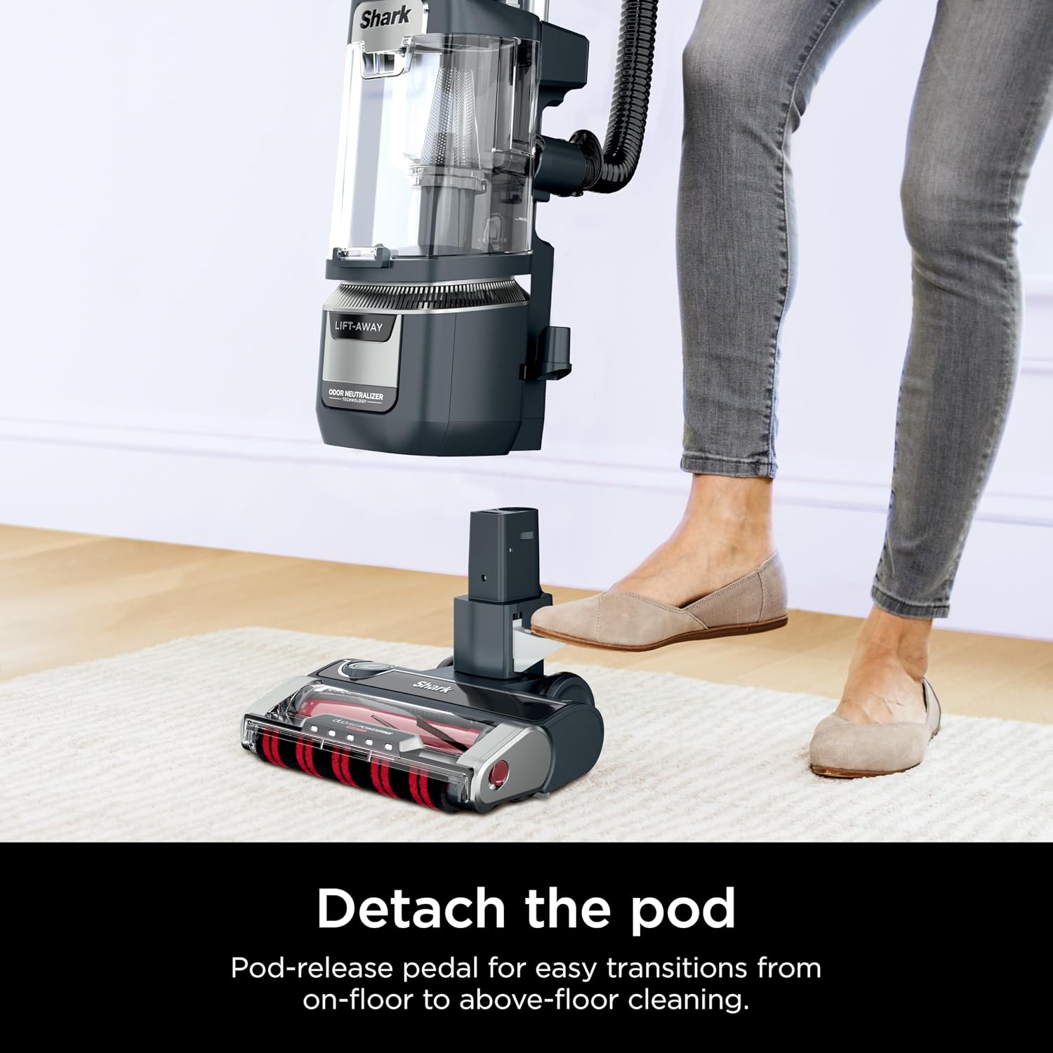 Shark Rotator Pet Pro Lift-Away ADV Upright Vacuum with HEPA Filter, DuoClean PowerFins HairPro and Odor Neutralizer Technology, Pet Hair Pickup, For Carpets & Hardfloors, Dark Grey, LA555