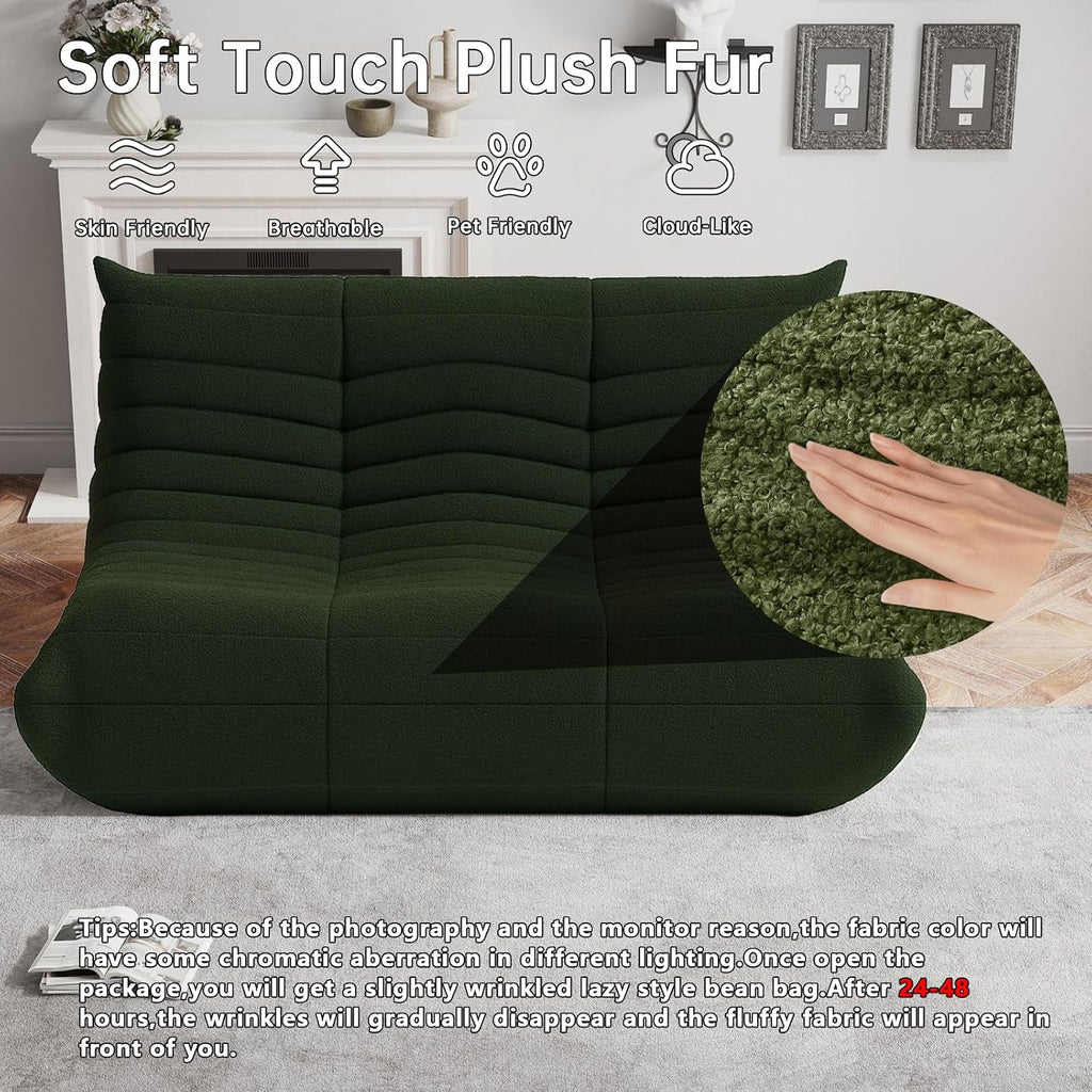 WHGBJA Bean Bag Chairs for Adults, Memory Foam Couch Loveseat Sofa Chair, Soft Teddy Material Cozy Comfy Reading Nook Chairs, Floor Chair for Living Room Bedroom Office