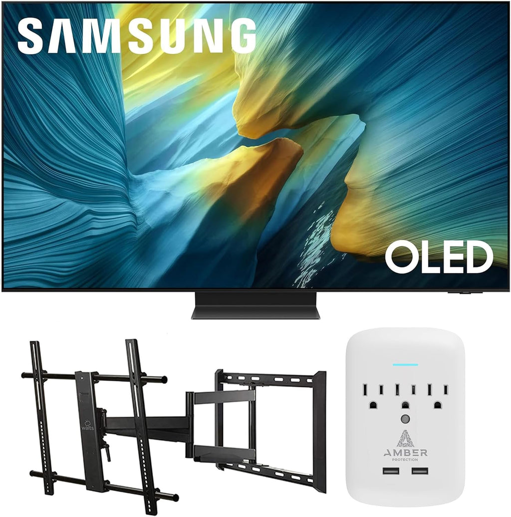 Samsung QN83S95FAEXZA 83 Inch OLED HDR Pro 4K Smart TV with a Walts Large/Extra Large Full Motion Mount for 43'-90' TVs and Amber Protection 3-Outlet-Surge Surge Protector (2025)
