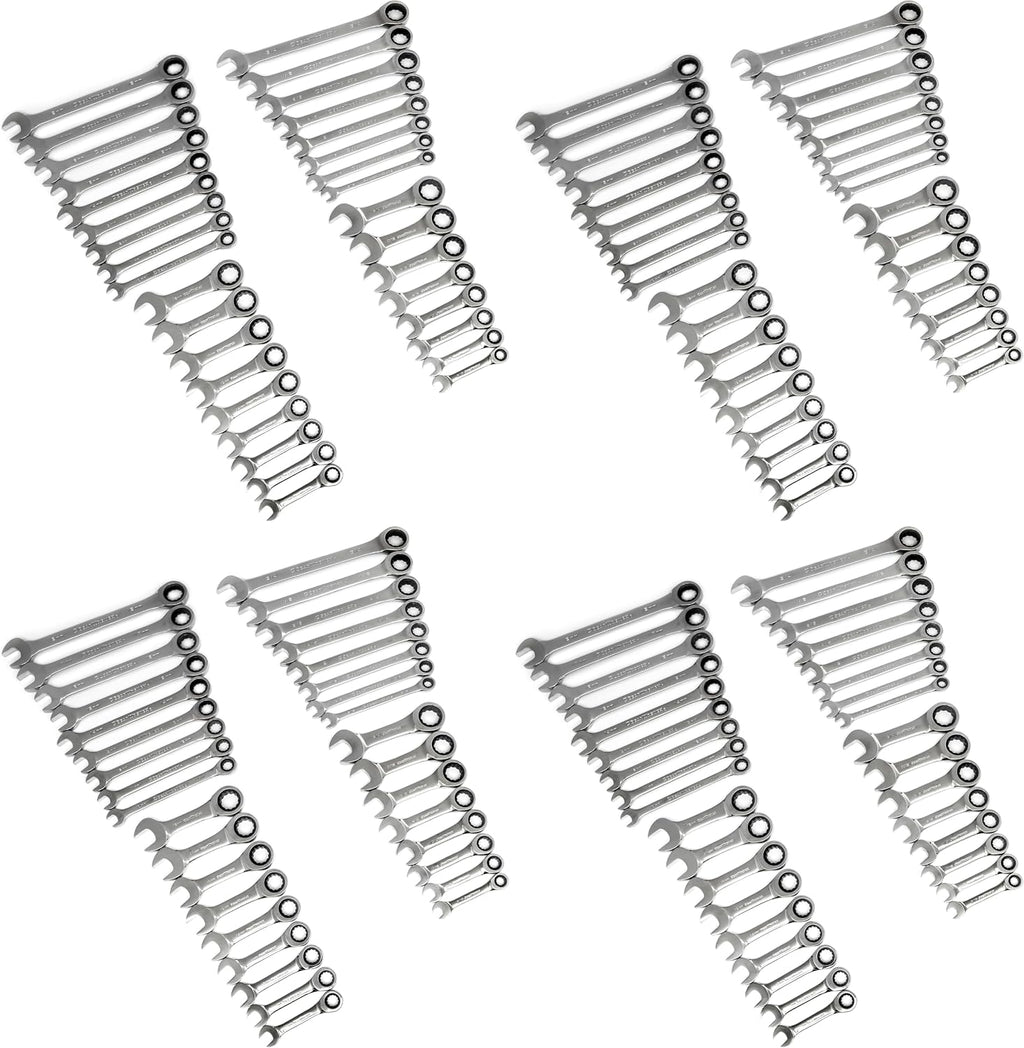GEARWRENCH 34 Pc. Standard & Stubby Ratcheting Wrench Set, SAE & Metric - 85034 (Pack of 4)