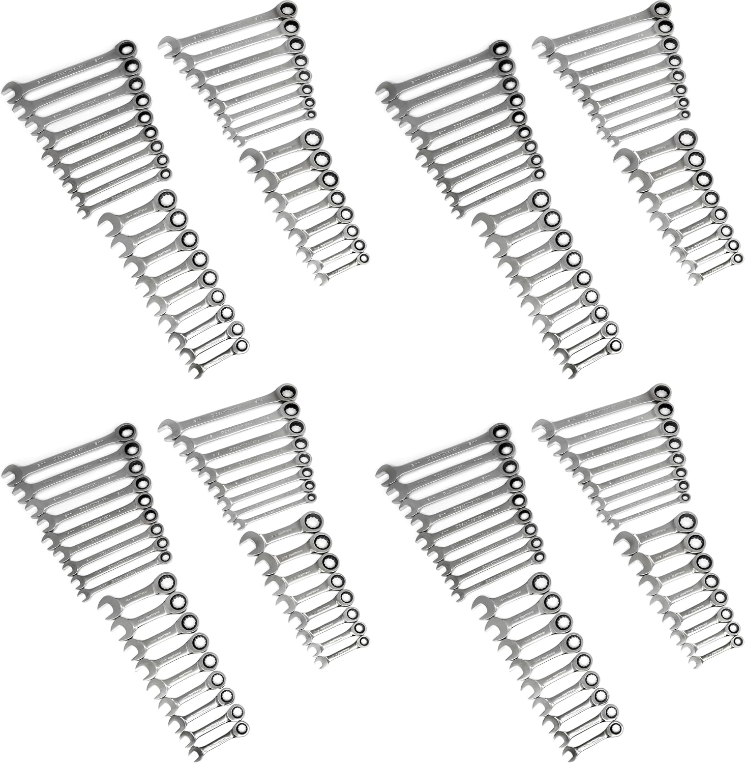 GEARWRENCH 34 Pc. Standard & Stubby Ratcheting Wrench Set, SAE & Metric - 85034 (Pack of 4)