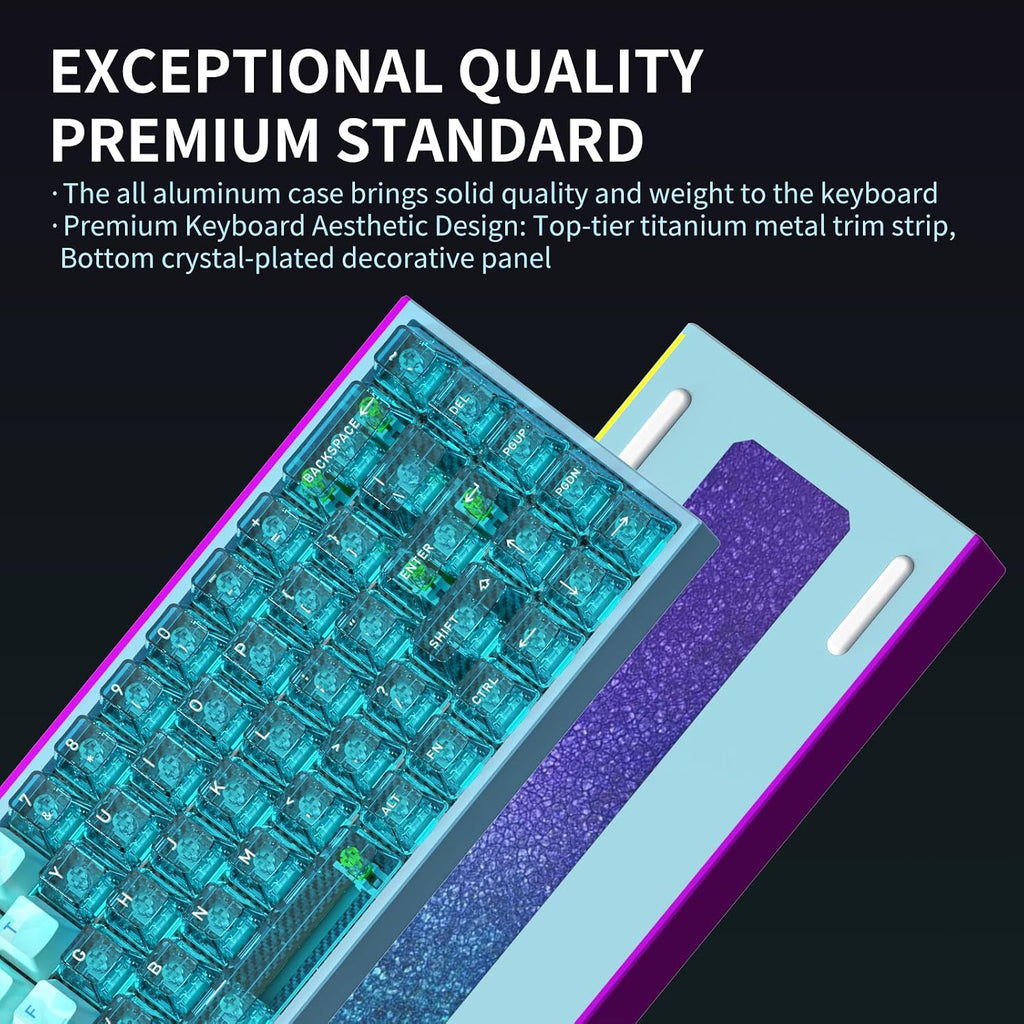 Hexgears MAG68-65% Mechanical Gaming Keyboard Wired, Magnetic Switch Hot-Swappable, Adjustable Rapid Trigger Mode, 8000Hz Polling Rate, All-Aluminum Case, 16.8M RGB Backlit&Strip - Waves