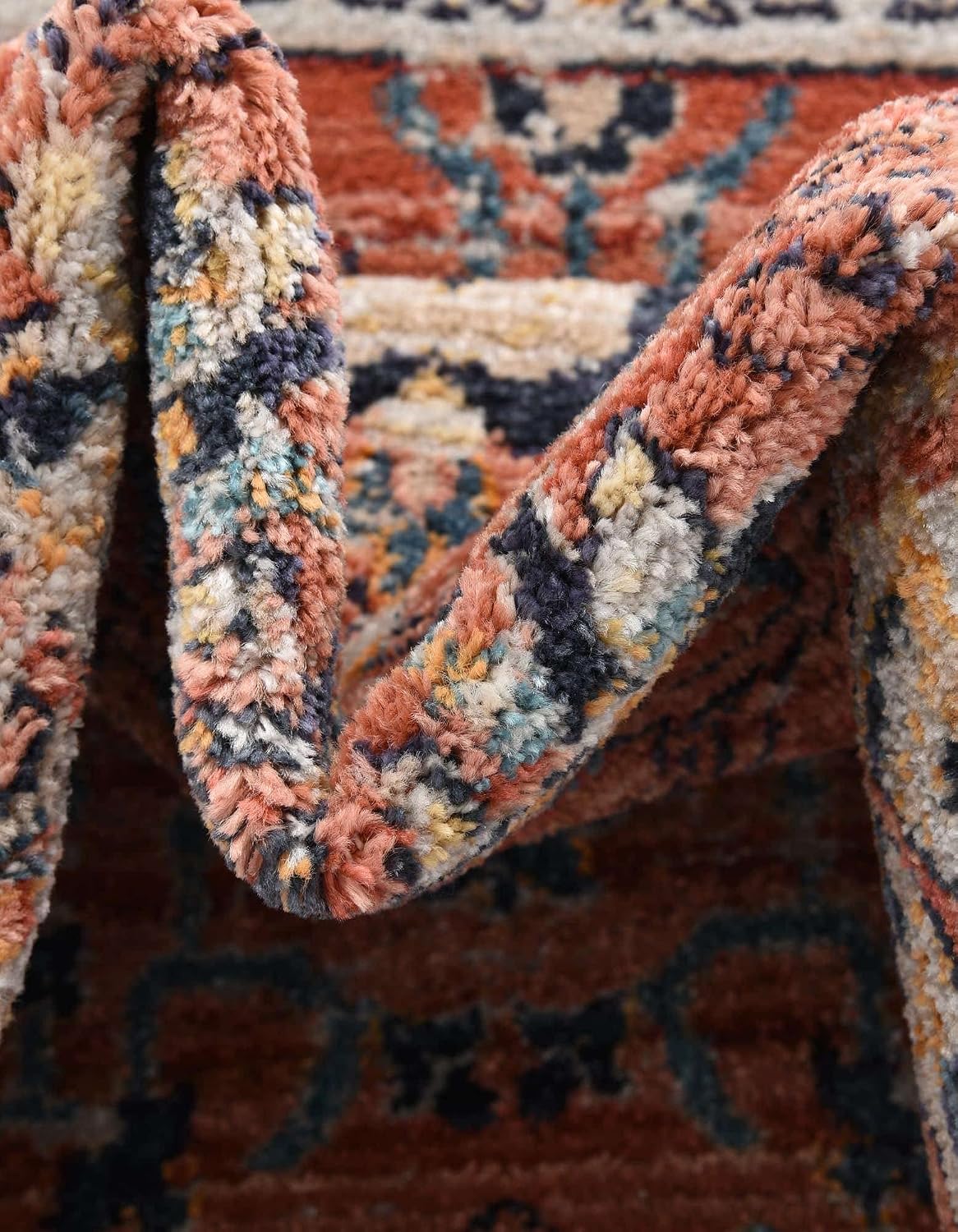 Unique Loom Lola Collection Area Rug - Vivacious (10' x 12' 4' Rectangle, Brick Red/Blue)