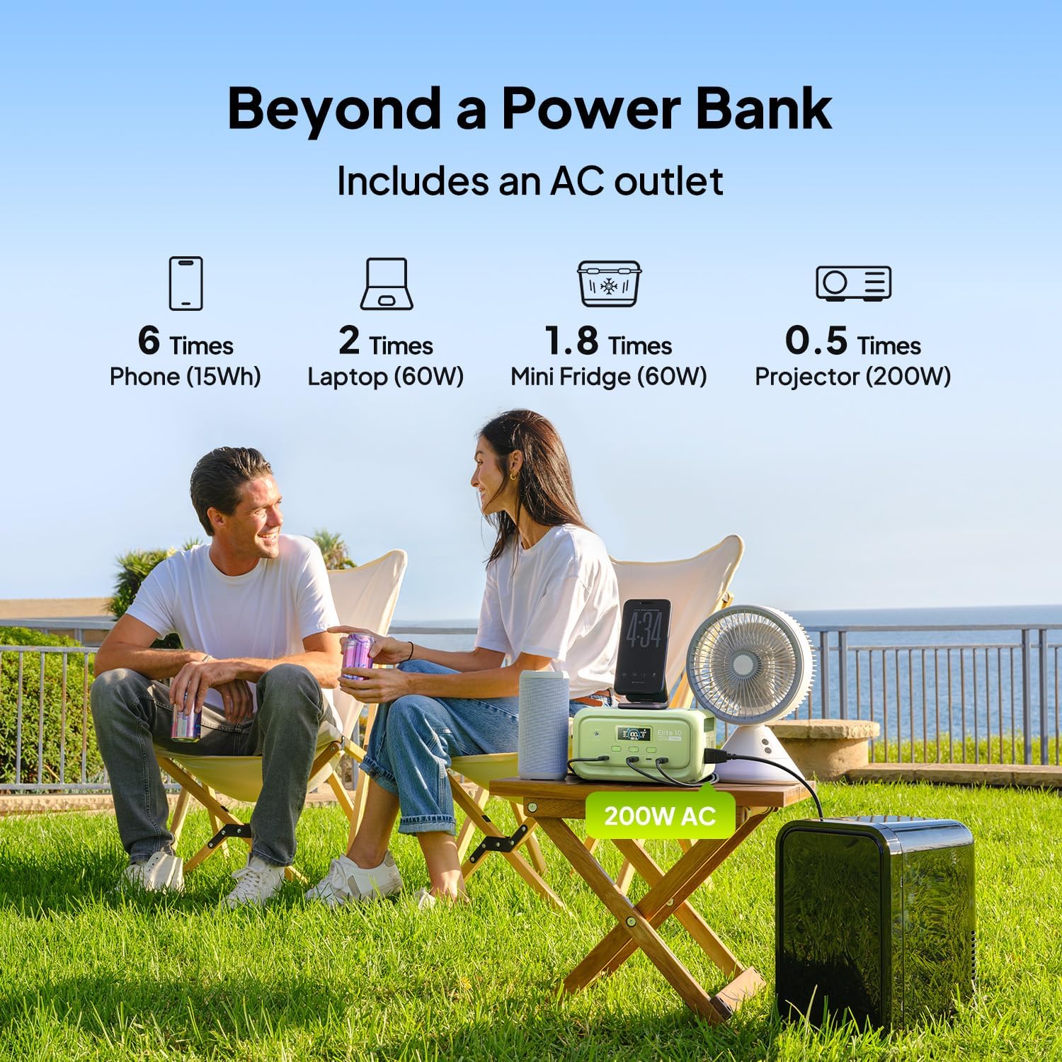 BLUETTI Solar Generator Elite 10 with 60W Solar Panel Included (Ship Separately), 128Wh Mini Power Station with 200W AC Port, Palm-Size Portable Power for Camping, Outages, UPS Backup (Meadow Green)