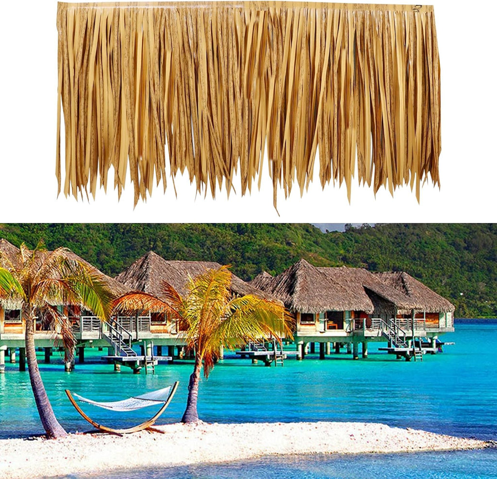 49.2ft Tiki Straw Roof–Mexican Style Artificial Palm Thatch Rolls,Tiki Bar Hut Grass Duck Boat Blinds Grass Runner Rolls Palapa Thatch Roofing for Garden Patio Umbrella Covers Fence Party Decoration