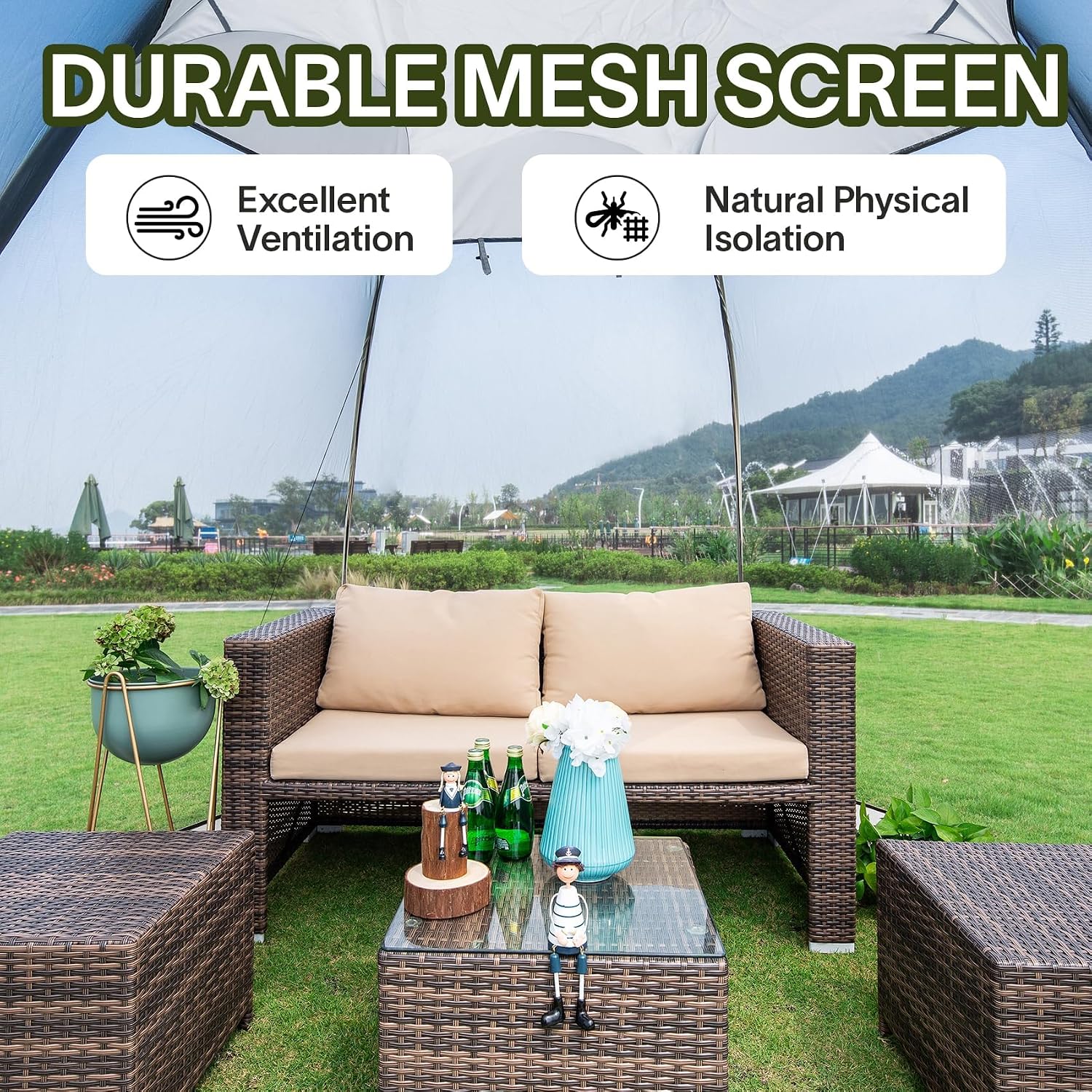 Alvantor 10'x10' Pop Up Screen House Tent, Instant Outdoor Gazebo with Mosquito Netting & UPF 50+ Sun Protection, Portable Canopy Shelter for Patio, Backyard, Camping (4-6 Person),Grey