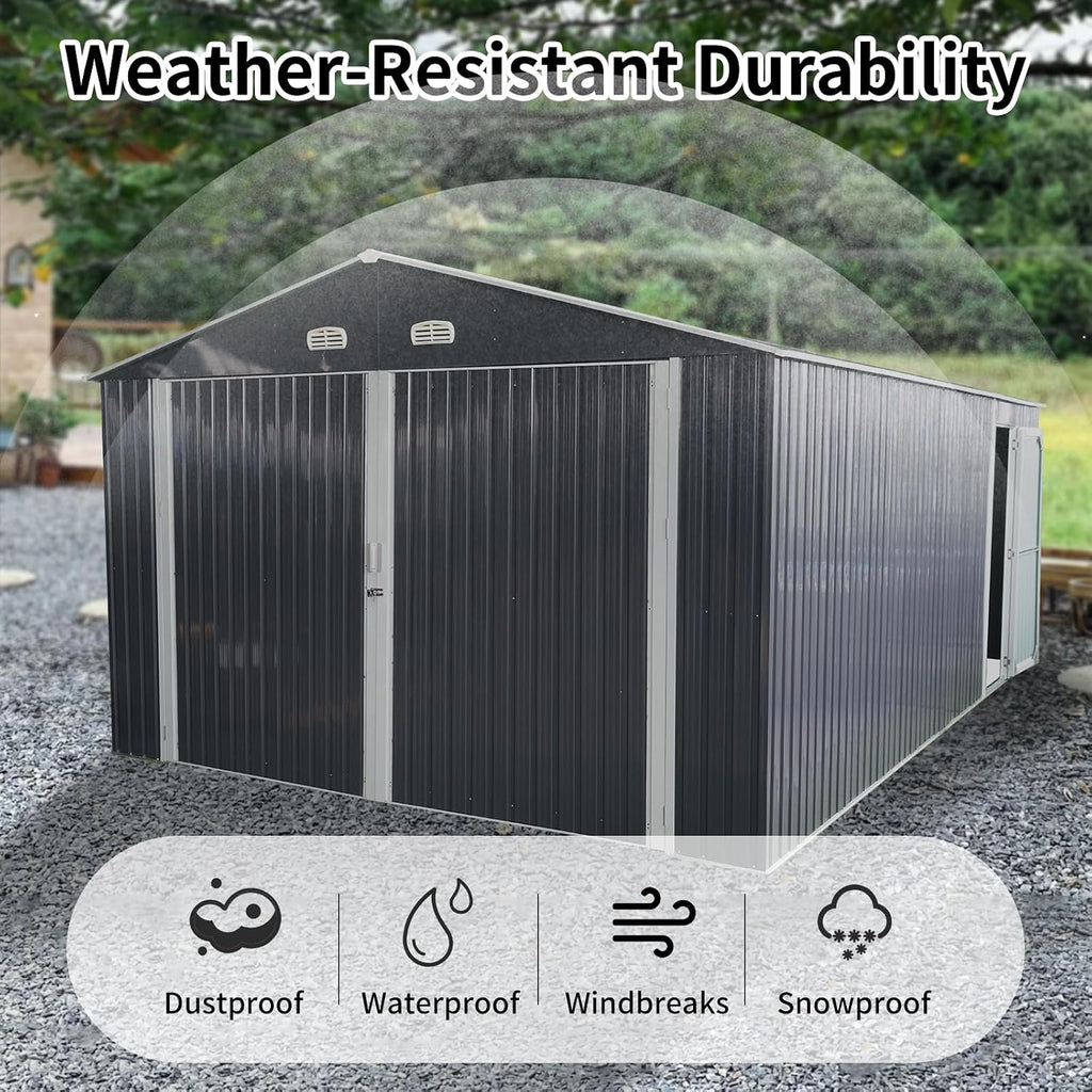 Shed and Outdoor Storage Large 20X13ft, Metal Garage with Window, for Truck, Car, Lawnmower