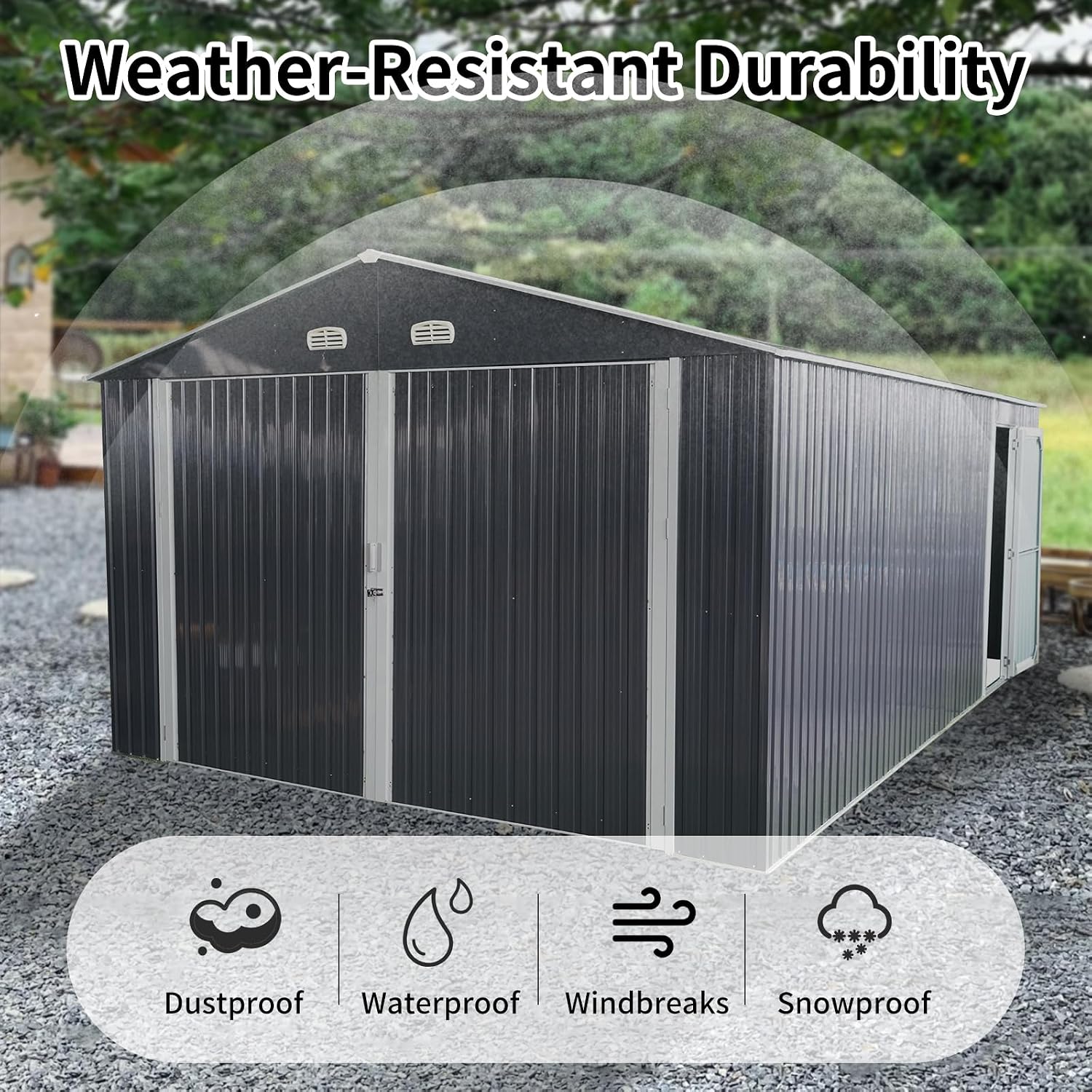 Shed and Outdoor Storage Large 20X13ft, Metal Garage with Window, for Truck, Car, Lawnmower