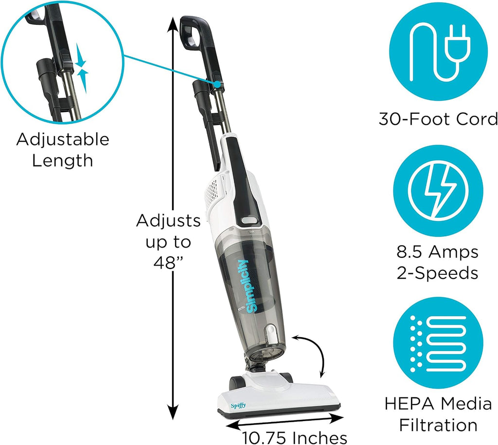 Bagless Broom Vacuum in White