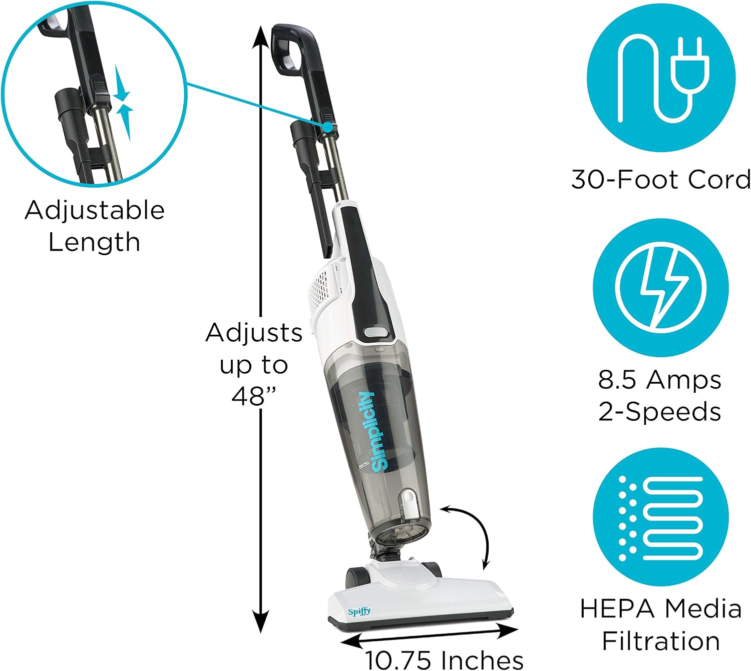 Bagless Broom Vacuum in White