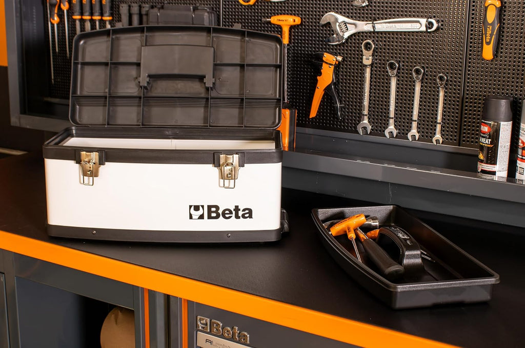 Beta C41H Two-Module Rolling Tool Chest, Detachable Tool Box, Telescopic Handles, White