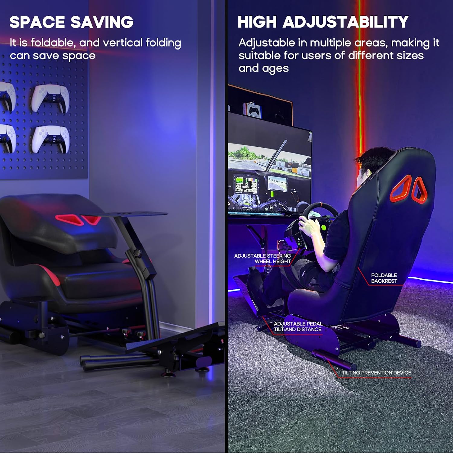 DIWANGUS Racing Simulator Cockpit Racing Wheel Stand with Seat Gaming Chair Sim Racing Cockpit for G29 G920 G923 G PRO RS50 T248 T300RS R3 R5 R9 R12 R16 R21 R25 Xbox PS4 PS5 PC Accessories