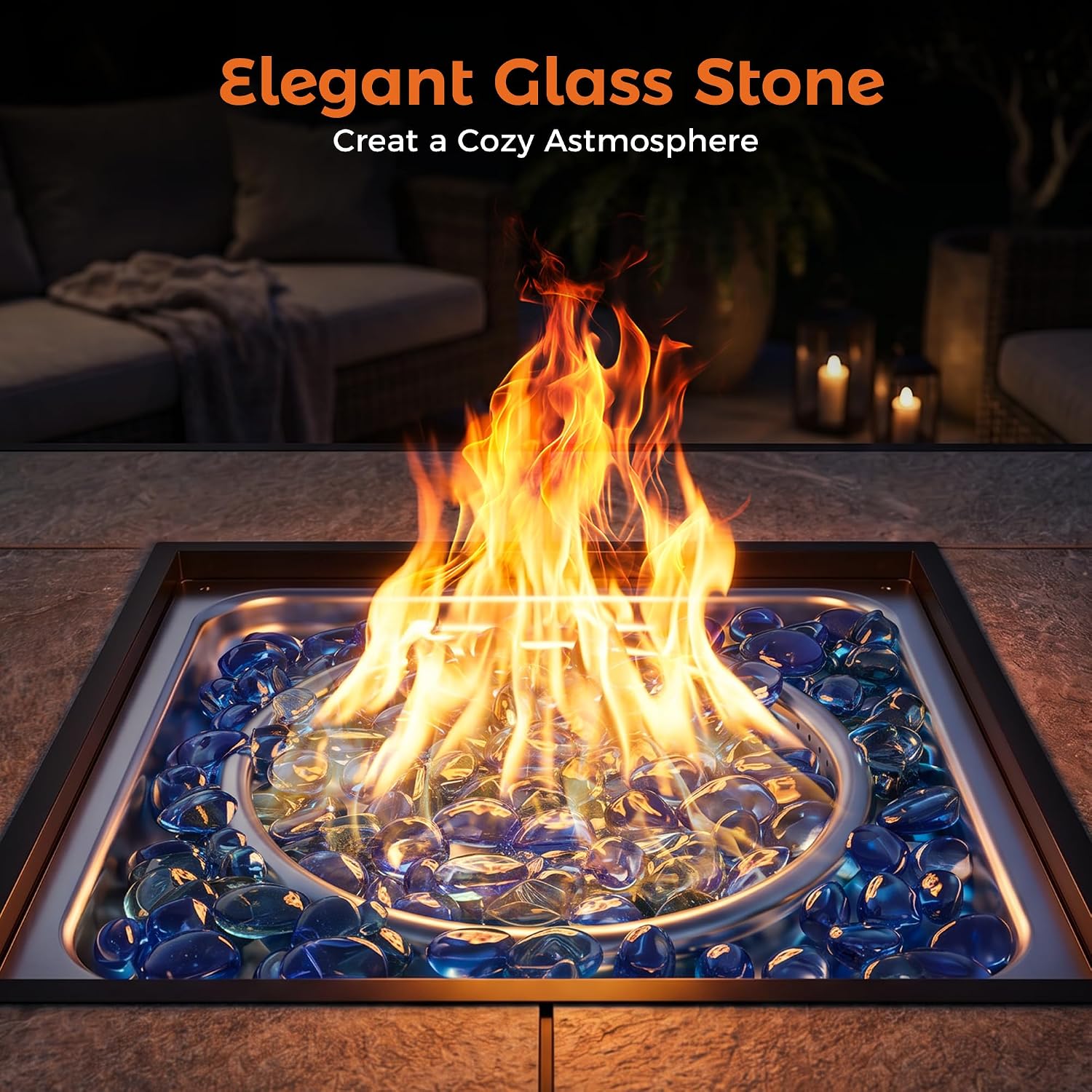 BALI OUTDOORS Propane Gas Fire Pit Table 32 inch 50,000 BTU Square Gas Firepits for Outside, Brown